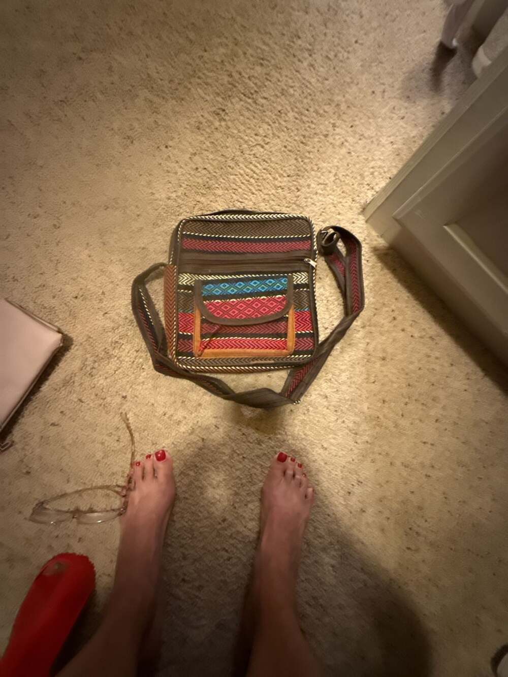Bohemian Woven Crossbody Shoulder Bag Multi Color Stripe Ethnic Purse